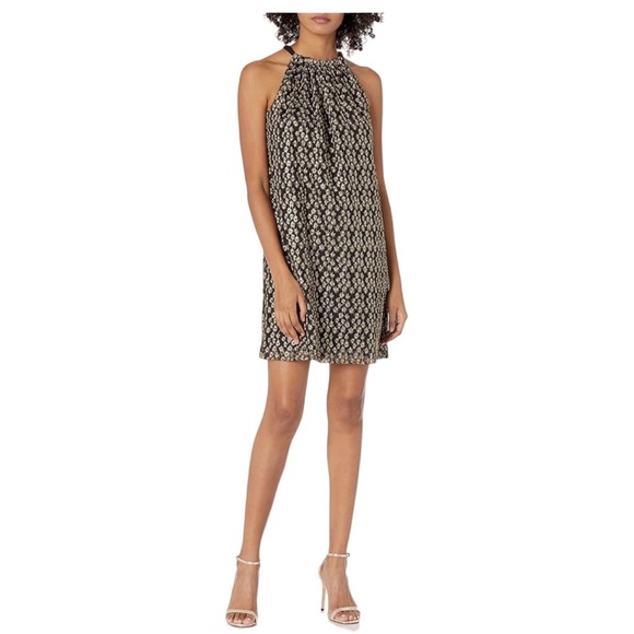 Trina Turk Black and Gold Embroidered Halter Rancho Dress Women’s Size XS - Picture 1 of 13